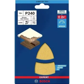 Bosch Accessories 2608901653 fogli abrasivi per levigatrice multifunzione grana 240, 93 x 102 mm, confezione da 10