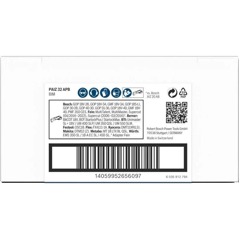 Bosch PRO PAIZ 32 APB Lama per taglio a tuffo 32x60 mm StarlockPlus bi-metallo 2608669130