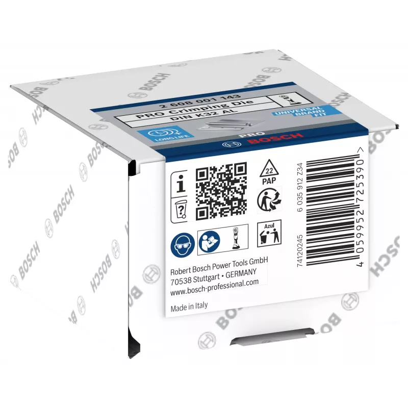 Bosch 2608001143 Set matrici di crimpatura per capicorda e connettori, 185 mm², profilo esagonale