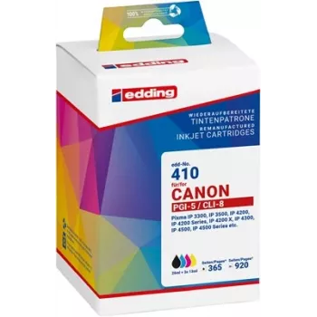 Edding 18-410-01 Set cartucce d'inchiostro compatibili per Canon PGI-5BK & CLI-8 (nero, ciano, magenta, giallo)