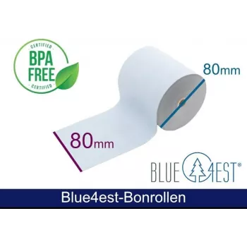 ARTDEV Blue4est® Eco Rotoli termici 80mm x 80m, anima 12mm, blu, 52g, archiviabili 35 anni, senza BPA ADT808012-BT-BLUE4EST-55