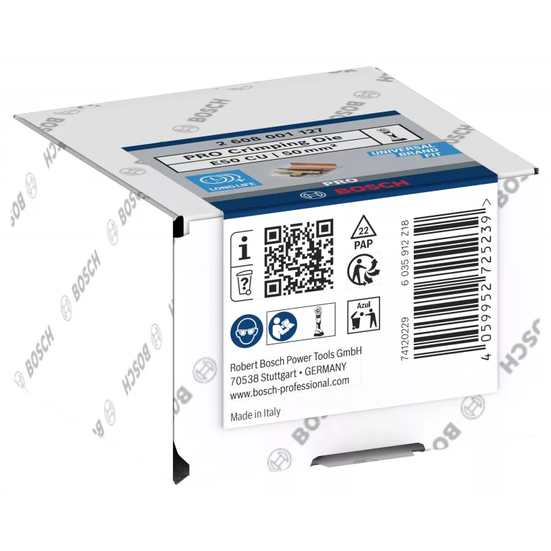 Bosch 2608001127 matrice di crimpatura per capicorda tubolari e connettori, 50 mm², profilo esagonale