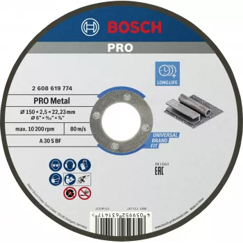 Bosch Standard for Metal disco da taglio 150 mm x 1,6 mm x 22,23 mm, dritto, ossido di alluminio, 1 pz. 2608619774