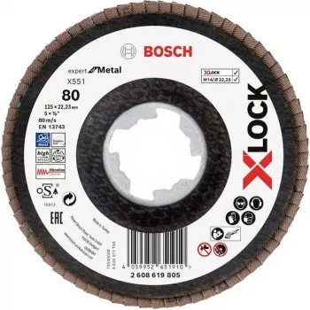 Bosch Accessories 2608619805 Expert for Inox X-LOCK disco da taglio, 125 mm x 1,0 mm, grana 60, acciaio inox, 1 pz.