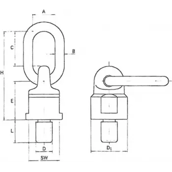 Wiedenmann golfare con anello a vite bullone ad anello M16x32 TF 1,5t GÜ8 360° rotante rosso 55wawk1500-m16x32