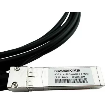BlueLAN LSWM1QSTK3-BL cavo Direct Attach Breakout passivo 40GBASE-CR4 QSFP a 4x10GBASE-CR SFP+, 1m, AWG30