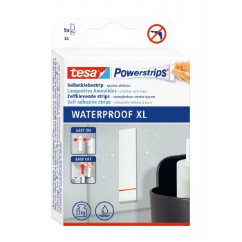 Tesa Powerstrips Waterproof XL strisce adesive per fino a 9 kg, bianco, 9 strisce 40519-00000-00