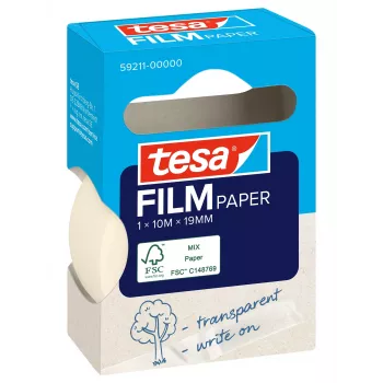 Tesa 59211 nastro adesivo in carta 19 mm x 10 m, bianco naturale, strappabile a mano, scrivibile, senza solventi 59211-00000-00