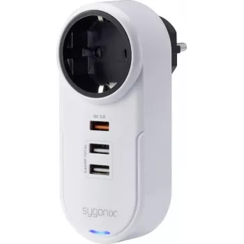 Sygonix SY-4512994 adattatore intermedio Schuko con 2 porte di ricarica USB, bianco