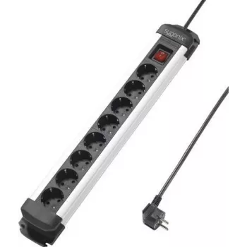 Sygonix SY-4538258 ciabatta 8 prese con interruttore, nero/argento