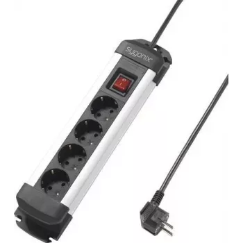 Sygonix SY-4538264 ciabatta 4 prese con interruttore, 1,5 m, nero/argento