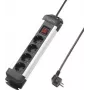 Sygonix SY-4538264 ciabatta 4 prese con interruttore, 1,5 m, nero/argento