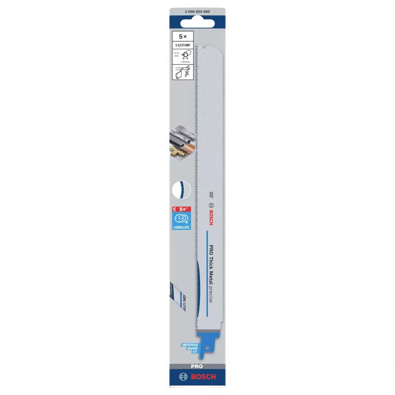 Bosch Professional S1237HBF lama per sega a sciabola per metallo spesso, 300 mm, confezione da 5 2608659000
