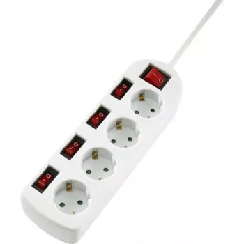 Sygonix SY-4535068 adattatore per presa Schuko con interruttore, bianco, 16 A, 3680 W, protezione bambini