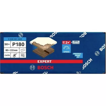 Bosch 2608901664 Fogli abrasivi per levigatrice orbitale, grana P180, 133 x 80 mm, confezione da 50