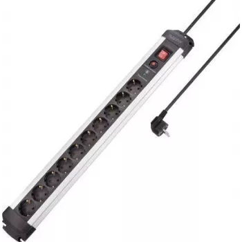 SYGONIX SY-4755616 Ciabatta con protezione da sovratensione argento nero 6 prese Schuko 1,5 m