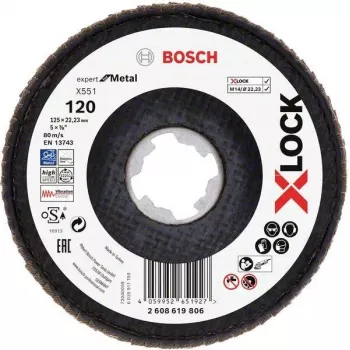 Bosch Accessories 2608619806 Expert for Inox X-LOCK disco da smerigliare 125 mm, grana 60, 1 pz.