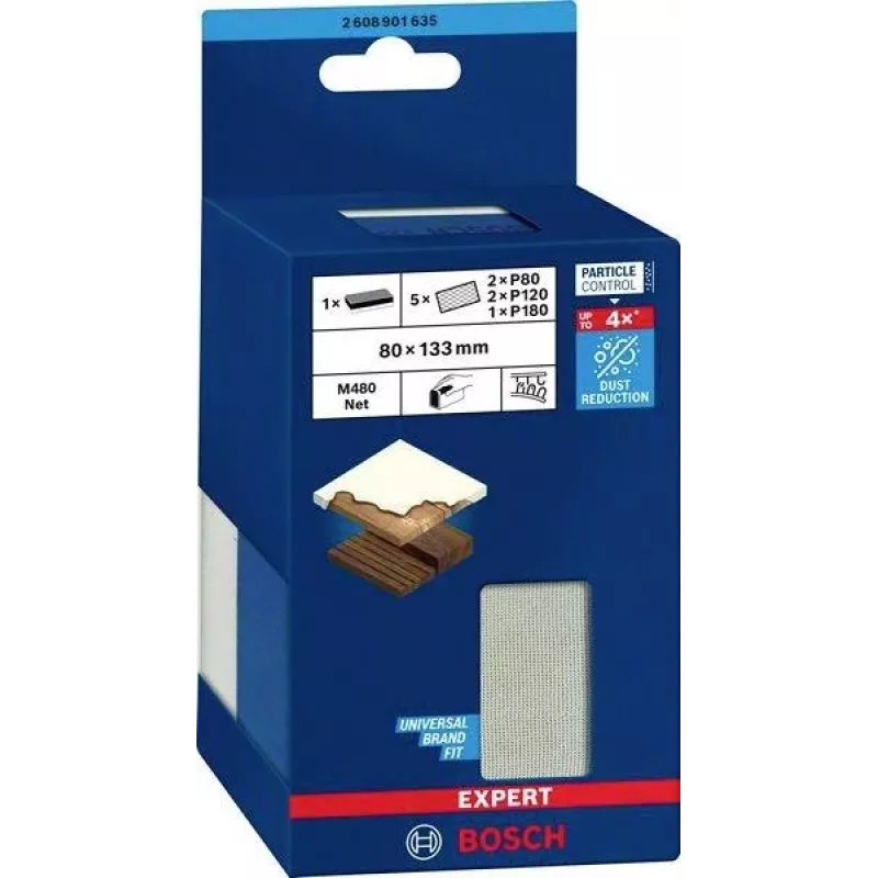 Bosch EXPERT M480 Tampone abrasivo a mano 133 x 80 mm per grana 80/120/180 2608901746