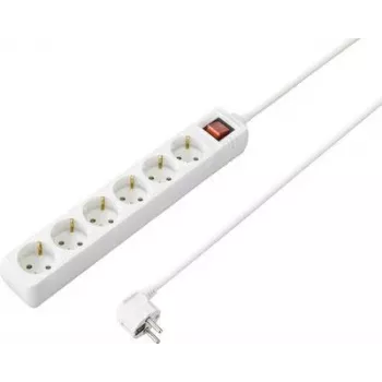 SYGONIX SY-4891004 Ciabatta 4 posti con interruttore, bianco, cavo 1,5 m, Schuko