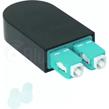 BLUELAN BlueOptics Adattatore loopback in fibra ottica OM3 50/125µm multimodale SC/UPC duplex, aqua/turchese, ferula in ceramica, da -40°C a +85°C (BOLBSCOM3)
