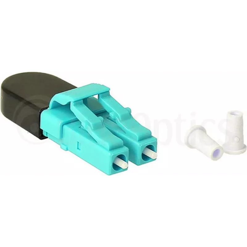 BLUELAN BlueOptics Adattatore loopback in fibra ottica multimodale OM3 LC/UPC duplex, aqua, ferula in ceramica, da -40°C a +85°C BOLBLCOM3