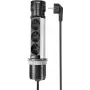 SYGONIX SY-4997104 torre porta prese, 6 prese Schuko, 2 porte USB-A, cavo 1,5 m, nero/argento