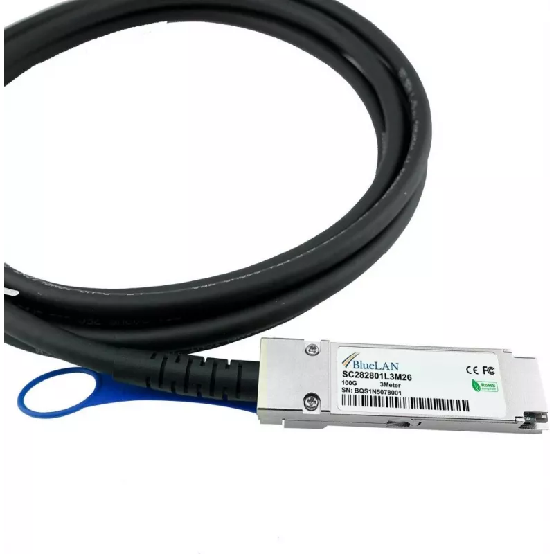 BLUELAN MCP1600-C001LZ-BL Cavo Direct Attach NVIDIA QSFP28 compatibile, 100GBASE-CR4, 1 m, 30AWG