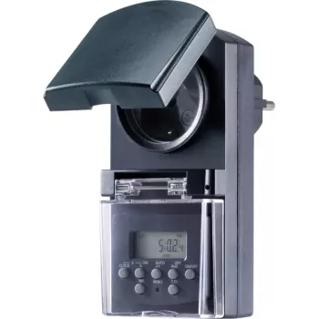 Sygonix SY-5044422 Timer digitale da presa, programmazione settimanale, 1800 W, IP44, funzione countdown e casuale, bianco