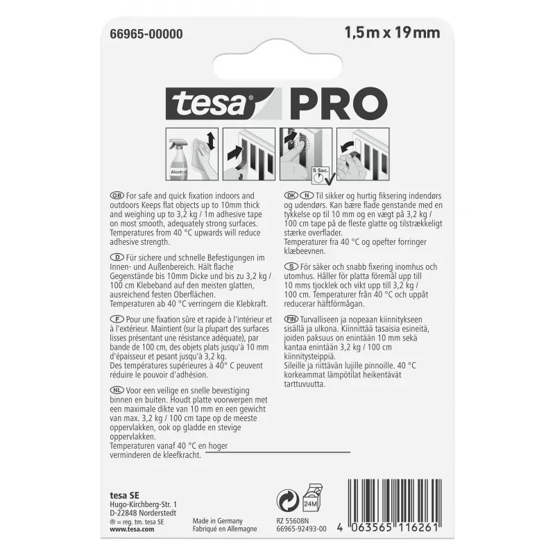 tesa Montage PRO Trasparente 66965-00000-00 Nastro di montaggio 1,5 m x 19 mm