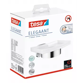 tesa ELEGAANT 40628-00000-00 portasapone cromo (lucido), bianco (satinato)