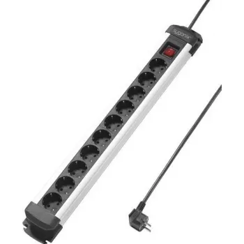 Sygonix SY-4538266 ciabatta 10 prese con interruttori, cavo 1,5m, nero/argento