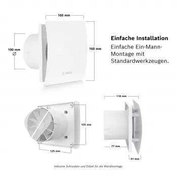 BOSCH F1500 DH 100 ventilatore aspirante per bagno con temporizzatore DN 100 7738335626