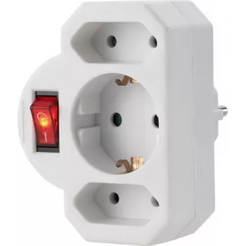 Sygonix SY-4673744 ciabatta Schuko 3 prese con interruttore illuminato - bianco