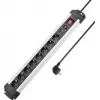SYGONIX SY-4755614 ciabatta con protezione da sovratensione, 6 prese Schuko, argento/nero