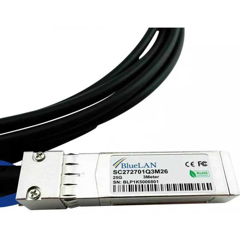 BlueLAN Cavo in rame Direct Attach 25G SFP28, 5m, compatibile Fortinet (FN-CABLE-SFP28-5-BL)