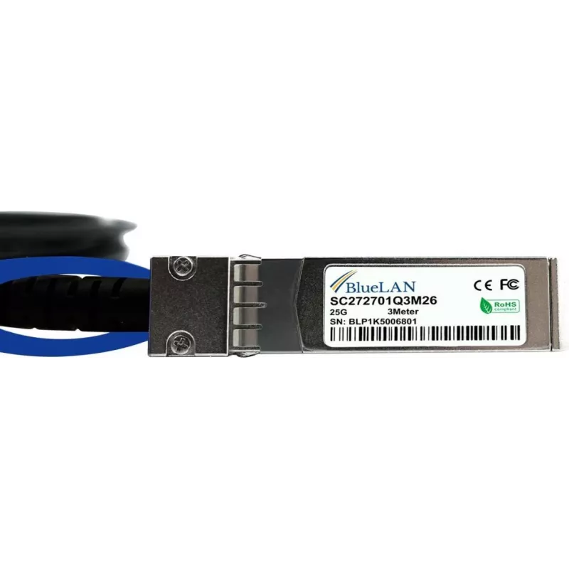 BlueLAN Cavo Direct Attach 25G SFP28 compatibile, 0,5m, Twinax in rame passivo CBL-NTWK-1215-05M-G-BL