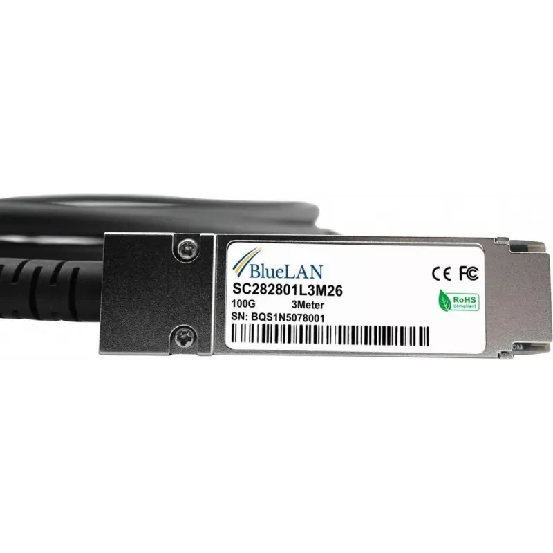 Cavo Direct Attach BlueLAN 100G QSFP28 0,5 m, rame passivo EQPT1H8FR1FCL100-BL