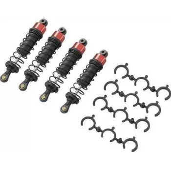 Ammortizzatore a pressione olio in alluminio Reely 1:10 rosso (metallic) con molle nere 80 mm 1 pz. (RE-7409277)