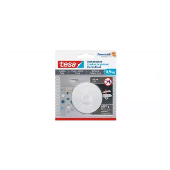 Ganci adesivi da soffitto tesa 77781 per carta da parati e intonaco, bianchi, 3 ganci + 4 Powerstrips