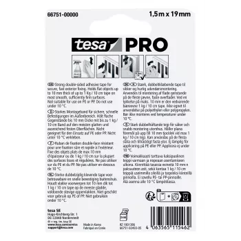 tesa Montage PRO Outdoor 66751-00000-00 nastro di montaggio trasparente 1,5 m x 19 mm