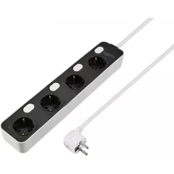 Sygonix SY-6118236 ciabatta 4 prese con interruttore illuminato, Schuko, cavo 1,5 m, nero