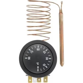 SYGONIX Termostato da incasso 0-90°C, contatto in scambio, sonda capillare, 10A/250V AC, montaggio su pannello (SY-5045296)