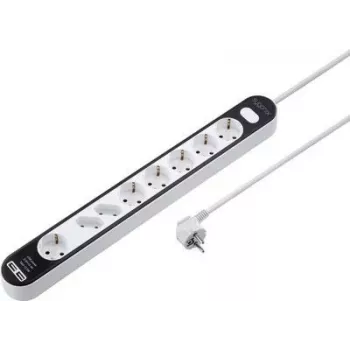 Sygonix SY-4538278 ciabatta 8 prese con interruttore, bianco/nero, cavo 1,5 m