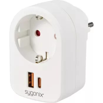 Sygonix SY-6713236 adattatore presa con 2 porte USB, tipo F, 3680 W, bianco