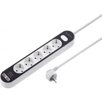 Sygonix SY-4538276 ciabatta 5 prese con interruttore illuminato, cavo 1,5 m, bianco/nero