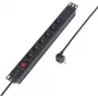 Sygonix SY-6736978 ciabatta per montaggio rack 19 inch 1U, 6 prese Schuko, cavo 2m, nero