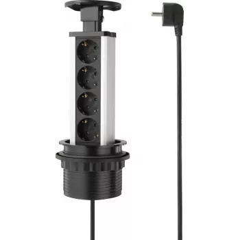 SYGONIX SY-4737792 ciabatta da scrivania con 8 prese Schuko e 2 porte USB, nero/argento