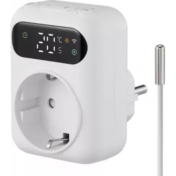 Sygonix SY-6824096 termostato con spina con programma settimanale, 16 A, 3680 W, LCD, antigelo, sicurezza bambini, bianco