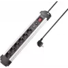SYGONIX SY-4755612 ciabatta con protezione da sovratensione, 6 prese Schuko, protezione da sovracorrente, argento/nero, cavo 1,5 m