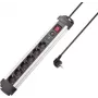 SYGONIX SY-4755612 ciabatta con protezione da sovratensione, 6 prese Schuko, protezione da sovracorrente, argento/nero, cavo 1,5 m